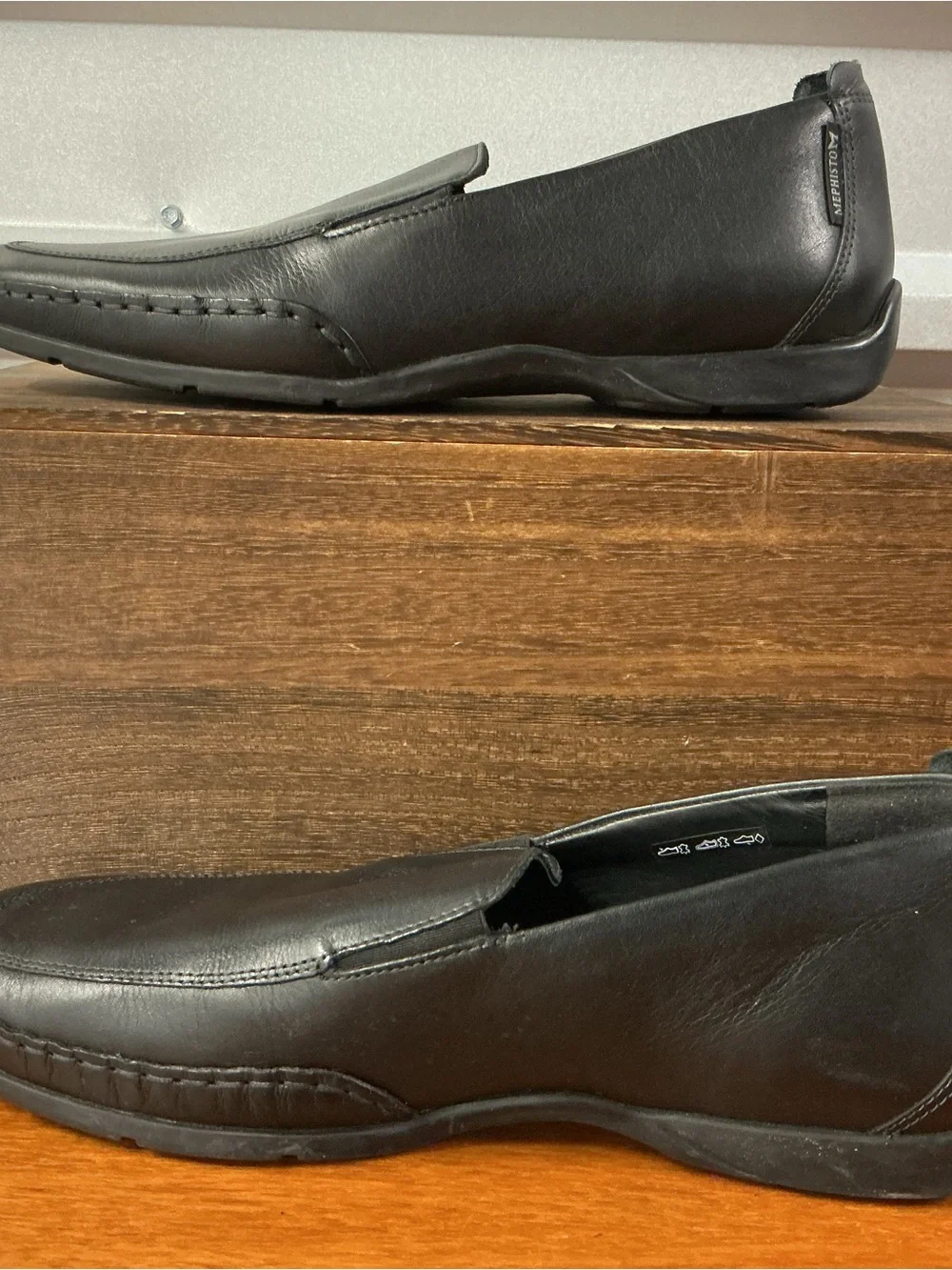 Mephisto Men Edlef Black Leather Casual Dress Slip On Loafer Size 10.5
